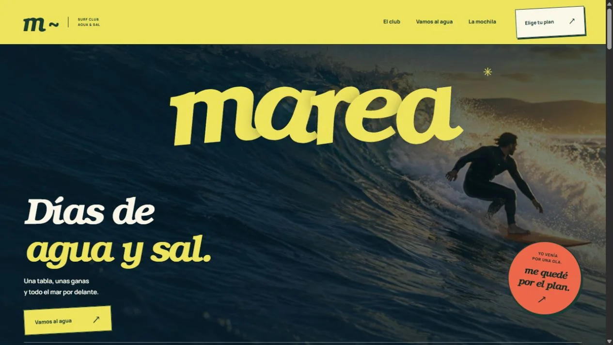 Marea: presentación del diseño en una pantalla de sobremesa